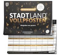 Stadt Land Vollpfosten - Édition du Nouvel An | à partir de 9 ans pour 2 joueurs et plus | 26 catégories | Bloc de jeu DIN A4 | Jeu de fête | City Country River | Jeu de Nouvel An et Nouvel An |
