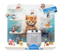 stadtecken Étagère en Bois Compatible avec Toniebox 2 I Convient pour Environ 50 Tonies I Rangement Parfait dans la Chambre d'enfant I Étagère à Poser ou à Suspendre (Amis des Chats, Grand)