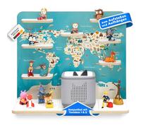 stadtecken Étagère en Bois Compatible avec Toniebox 2 I Convient pour Environ 50 Tonies I Rangement Parfait dans la Chambre d'enfant I Étagère à Poser ou à Suspendre (Globe terrestre, Grand)