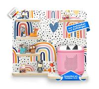 stadtecken Étagère en Bois pour Toniebox 2 - Rangement pour env. 50 Tonies - Idéal pour Chambre d’Enfant - À Poser ou Suspendre (Follow The Rainbow, avec Base étroite)