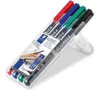 Staedtler Lumocolor permanent S DRY SAFE 313 WP4 Marqueur permanent rouge, bleu, vert, noir résiste à l'eau: oui