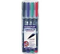 Staedtler Lumocolor permanent F DRY SAFE 318 WP4 Marqueur permanent rouge, bleu, vert, noir résiste à l'eau: oui