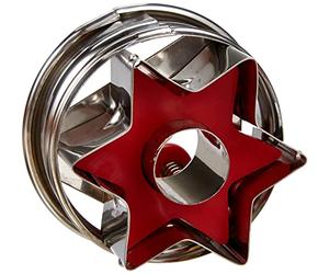 Städter 966322 découpoirs avec éjecteurs extérieur Étoile, Acier Inoxydable, Argent/Rouge, 4,8 x 4,8 x 4,8 cm