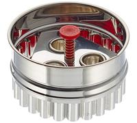 Städter 966339 Grand emporte-pièce avec éjecteur de Linz 3 Trous, Acier Inoxydable, Argent/Rouge, 6,5 x 6,5 x 4 cm