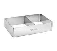 Städter Bord de cuisson rectangulaire réglable - En acier inoxydable - 27,5-53 × 18-33 cm - Hauteur : 6 cm - Avec séparateur pour 2 gâteaux - Passe au lave-vaisselle et résistant aux acides de fruits