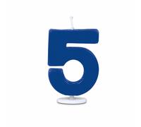 Städter Chiffre 5 avec support Chiffre anniversaire Bougie bleue 4.5 cm