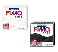 Staedtler 10123817 8020 AMZ 1 Lot de 2 blocs de pâte à modeler Fimo Soft 57 g Blanc/noir