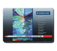 Staedtler® 125 M12 Crayon aquarelle karat® - 3 mm, étui métallique de 12 couleurs, assorti
