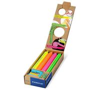 Staedtler Crayons de couleur Noris junior 140-4 Neon fluos 3-en-1 + taille-crayon, étui carton
