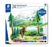 Staedtler Crayons de couleur 146C M24 – Boîte métal 24 couleurs – Mine 3 mm douce et tendre