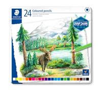 Staedtler 146C Design Journey - Boîte Métal 24 Crayons De Couleur Assortis | Mine tendre aux couleurs vives - en bois issu de forêts gérées durablement - Réf. 146C M24