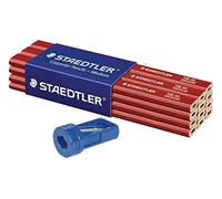 Staedtler 148 40 Crayon de Menuisier Ovale en Bois FSC de qualité supérieure pour épaisseur de Trait de 1 à 2 mm Longueur 175 mm, 12-Pack + Anspitzer