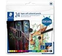 Staedtler Crayons de couleur super soft de haute qualité, Fort pouvoir couvrant sur papier blanc et noir, Boîte en carton avec 24 crayons de couleur assortis, 149C C24