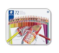 Staedtler 175 M72ST Crayons De Couleur Hexagonaux Sans Bois, Corps En Matière Plastique Facile À Tailler, Boîte En Métal Avec 72 Crayons Assortis
