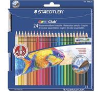 Staedtler Crayons de couleur aquarellables Noris Aquarell, anti-casse, 24 crayons + pinceau