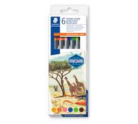 STAEDTLER 3001-6 feutres double pointe de coloriage aquarellables assortis - Pointe pinceau 1-6 mm - Pointe fine 0,5-0,8 mm - Edition Design Journey - Etui carton - 3001 C6-3