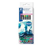 STAEDTLER 3001-6 feutres double pointe de coloriage aquarellables assortis - Pointe pinceau 1-6 mm - Pointe fine 0,5-0,8 mm - Edition Design Journey - Etui carton - 3001 C6-4