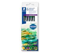 STAEDTLER 3001-6 feutres double pointe de coloriage aquarellables assortis - Pointe pinceau 1-6 mm - Pointe fine 0,5-0,8 mm - Edition Design Journey - Etui carton - 3001 C6-5