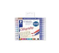 STAEDTLER 3005 Calligraphie double pointe - 12 couleurs, 3,5 & 2,0 mm | Deux pointes biseautées par feutre en couleurs assorties - lettering, cartes & écritures - Art.-Nr. 3005 TB12
