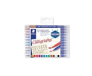 STAEDTLER 3005 Calligraphie double pointe - 12 couleurs, 3,5 & 2,0 mm | Deux pointes biseautées par feutre en couleurs assorties - lettering, cartes & écritures - Art.-Nr. 3005 TB12