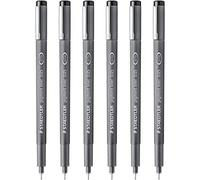 Staedtler 308 005-9 Lot de 6 stylos à pointe fine pigmentée Pointe 0,05 mm Encre noire