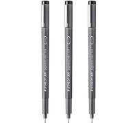 STAEDTLER 308 04-9 Pigment Liner Lot de 3 stylos à pointe fine Pointe 0,4 mm Encre noire