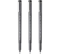 Staedtler 308 06-9 Pigment Liner Fineliner Pen - Pointe 0,6 mm - Encre noire - Lot de 3