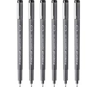 Staedtler 308 08-9 Lot de 6 stylos à pointe fine 0,8 mm Encre noire