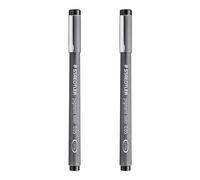 STAEDTLER 308 Pigment Liner Lot de 2 stylos à pointe fine 0,05 mm Encre noire