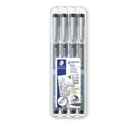 STAEDTLER 308 WP4 Pigment Liner Pens with Assorted Line Width - Black (Set of 4