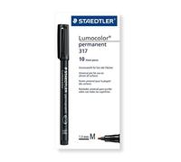 Staedtler 317-7 VE Lumocolor Set de 10 Feutres permanent pointe ogive 0,8 à 1 mm Marron