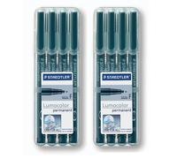 STAEDTLER 318-9 WP4HZ Lumocolor permanent F d'écran Stylet Noir, de 8 boîtes en aufstellbarer Box (2), 2x 4er | 4x F | permanent, schwarz, 8