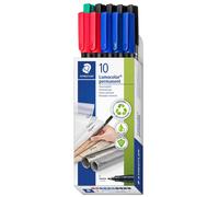 Staedtler Feutre pour transparent Lumocolor® 318 B10 permanent bleu vert rouge noir