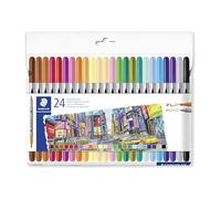STAEDTLER 3200 C24P Lot de 24 stylos de coloriage Design Journey à double pointe Largeur de trait 0,5-3,0 mm 24 couleurs assorties