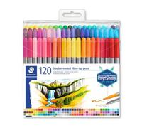 Staedtler 3200 Feutres double pointe - 120 couleurs, 0,5-0,8 & 3,0 mm | Pointes fibre fine et large pour enfants & adultes - très large gamme pour dessin & coloriage - Art.-Nr. 3200 TB120