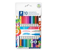 STAEDTLER 3280 C10 Twin-Colour, Double-Ended Fibre-Tip Pens - 20 Assorted Colour
