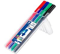 Staedtler 338 SB4 ST Triplus Broad liner Boîte Feutre avec forme triangulaire ergonomique largeur de ligne 0,8 mm 4 Couleurs Brillantes