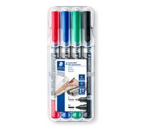STAEDTLER 348 WP4 Lumocolor Permanent Duo Double-Ended Marker Pen, Fine & Medium