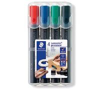 Staedtler 350 WP4 Etui de 4 Marqueurs permanents Pointe Biseau 2 à 5 mm Assortis