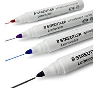 Staedtler 351 Lot De 4 Marqueurs Pour Tableau Blanc Effaçables À Sec Pointe Ogive 1 Noir 1 Bleu 1 Violet 1 Rouge