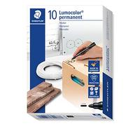 Staedtler 352 Marqueur permanent Pointe ogive Corps plastique Encre Noire à base d'alcool Lot de 10