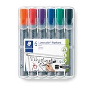 Staedtler 356 B WP6 Marqueur pour tableau à feuilles mobiles Lumocolor® flipchart marker 356 B 2 - 5 mm noir, bleu, rouge, vert