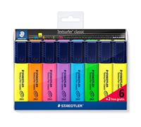 Staedtler 364 A WP8 ST Textsurfer classic Set de 8 Surligneurs résistant aux UV pointe biseautée 1 à 5 mm Couleurs fluos