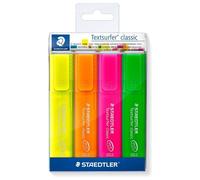 Staedtler 364 P Wp4 Marqueur 4 Pièces Pointe Biseautée Vert, Rose Et Jaune
