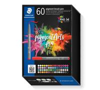 STAEDTLER 371 C60 Pigment Arts Brush Pen - Assorted Colours (Pack of 60)