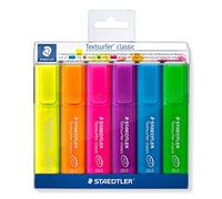 Staedtler 4007817365069 Textsurfer Classic, Surligneurs Fluorescents Et Translucides De Haute Qualité Résistants Aux Uv, Pointe Biseautée De 1 À 5 Mm, Étui Plastique Avec 6 Surligneurs Assortis