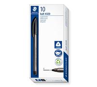Staedtler Stylo à bille trikant stick - Couleur d'écriture noire - Largeur de ligne F : environ 0,7 mm - Pour une écriture détendue - 10 stylos à bille noirs dans un étui en carton - 4320 F-9