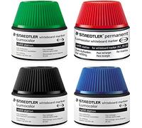 Staedtler 488 51-9 Encre fr Marqueur Lumocolor Refill Station, 30 ml, noir 4x30 ml 4 Farben