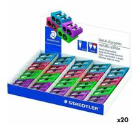 STAEDTLER 510 20 PR2 Taille-crayon double métallique, en métal, présentoir de 20 pièces