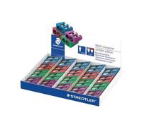 [Ref:510 20 PR2] STAEDTLER présentoir de 20 Taille-crayon à 2 trous Metallic